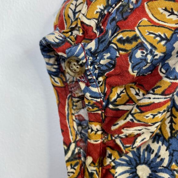 Faherty Carmel Linen Blend Belted Midi Dress Red Desert Bloom Flowy Classic XXL - Picture 7 of 17